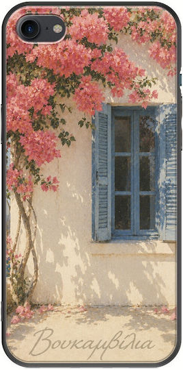 Husă Kalokairi Collection Bougainvillea iPhone SE 2020 Negru TPU Siliconă Neagră