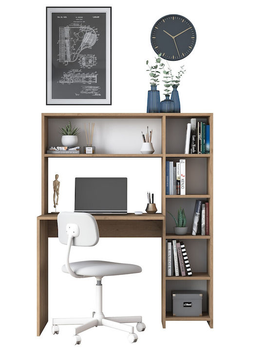 Birou Hake Din Lemn cu Bibliotecă Stejar 113.2x40x141.8cm