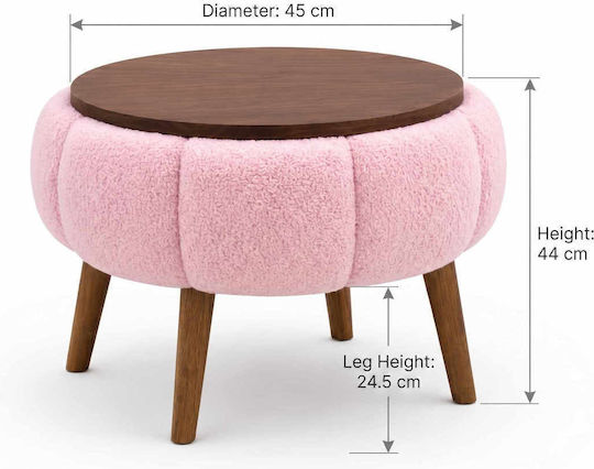 Rundes Beistelltisch Funktionales Design Holz Rosa M45xB45xH44cm