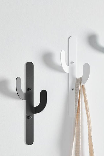 SteweHome Metal Wall Hanger 2 Hooks Black 10x18x18cm 2 Pieces