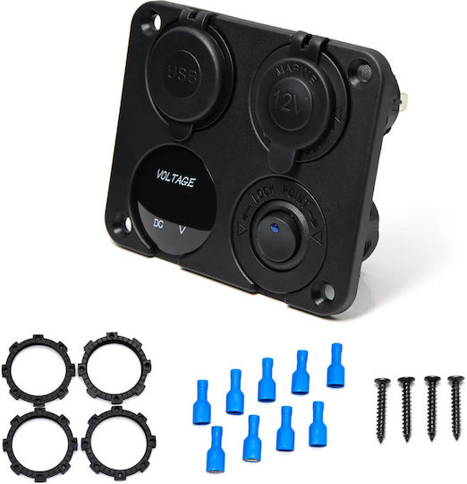 Universal Built-in Panel 1 On-off Button 2 Usb Chargers 4.2a 12v Output Cigarette Lighter Socket Voltmeter