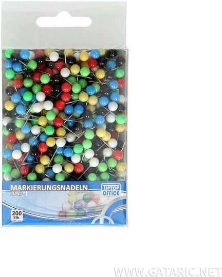 Round Head Corkboard Pins 200 Pieces Various Colors