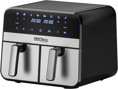 Kraft & Dele Heißluftfritteuse mit Doppeltem Abnehmbaren Behälter 9lt Schwarz KD4180