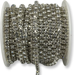 Crystal Strass Chain 4mm Silver Plated Roll 10 Meters 10 Pieces