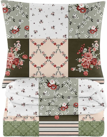 Cotton Market Σετ Διπλή 200x200cm Flowers Checkered