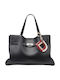 Damen-Satchel-Tasche Schwarz / Silber