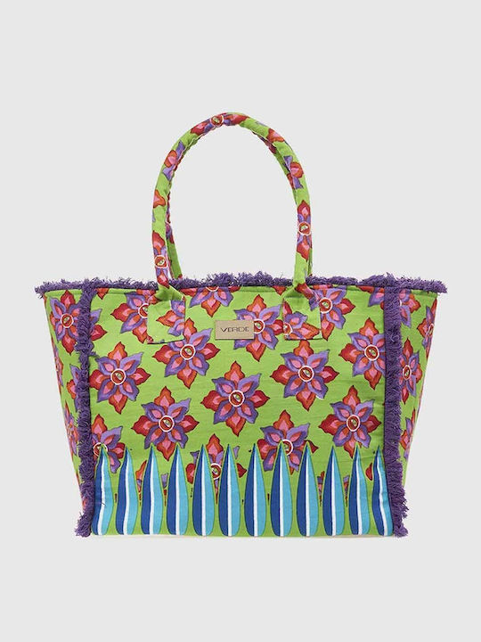 Verde Stoff Strandtasche Grün