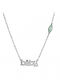 Personal Jewel Necklace Name in Silver with Light Blue Zircon