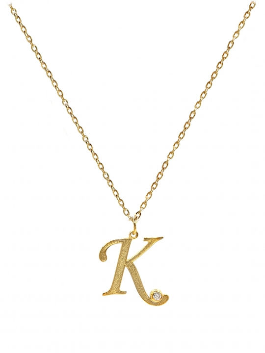 Personal Jewel Monogram Necklace "K" From Gold Plated Silver With Zircon