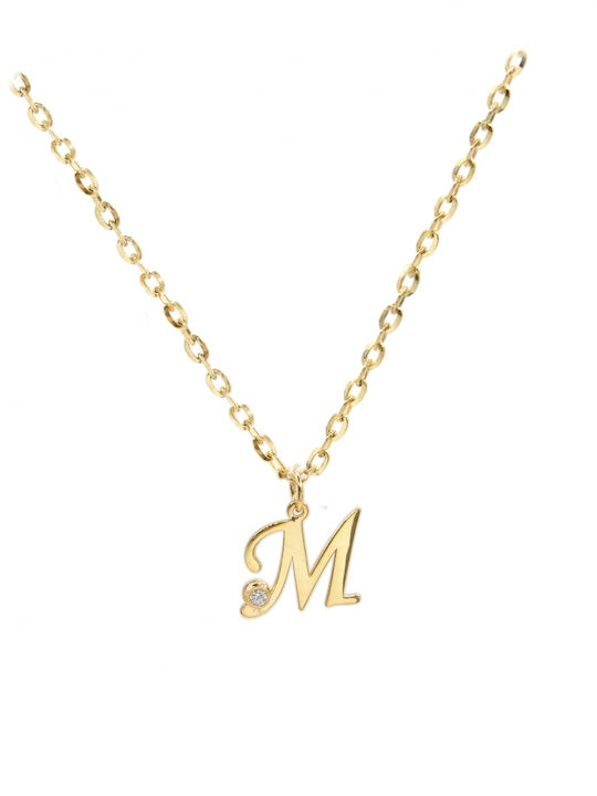 Personal Jewel Monogramm Halskette M aus Vergoldetem Silber mit Zirkon