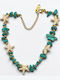 Gold Plated Steel Anklet Chain Turquoise