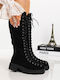 Women's Boots with Medium Heel & Fur Black