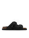 Double Buckle Strap Γυναικεία Σανδάλια Flatforms Μαύρα