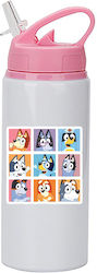 Бутилка Bluey 600ml Бяла Розова Капачка Бутилка Bluey 600ml Бяла Розова Капачка