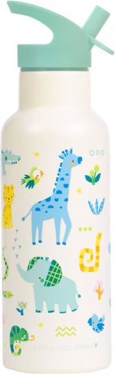 A Little Lovely Company Детска Бутилка Термос От Неръждаема Стомана Със Сламка Сива 500ml