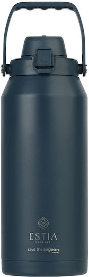 Estia Recyclable Stainless Steel Thermos Bottle BPA Free 1.8lt SAVE AEGEAN with Handle