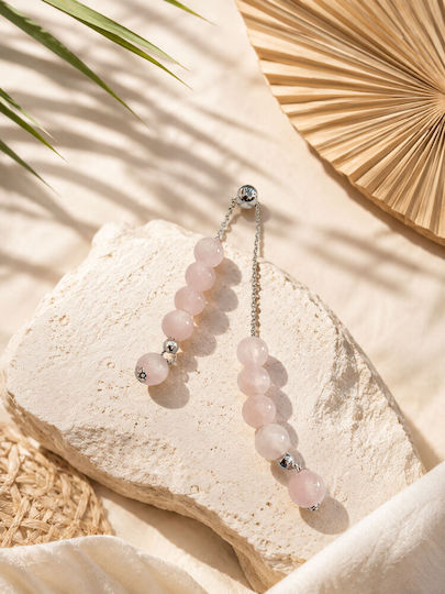Kalliopi Silver Begleri with 10 Quartz Beads Length 25cm Pink