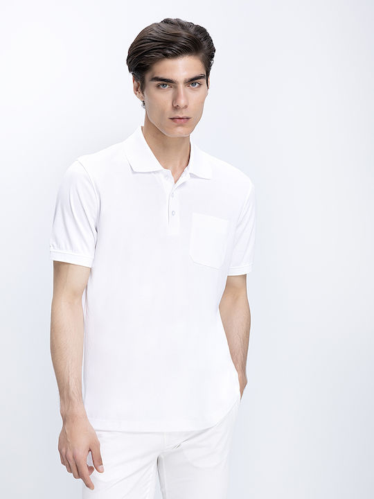 Commander Polo Herrenbluse Kurzarm Weiß
