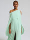 Sommer Maxi Abendkleid Drapierung Aloe Vera