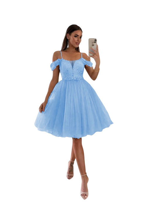 Woman's Fashion Evening Light Blue Dress