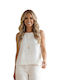 Women's Summer Linen Sleeveless Blouse Ecru