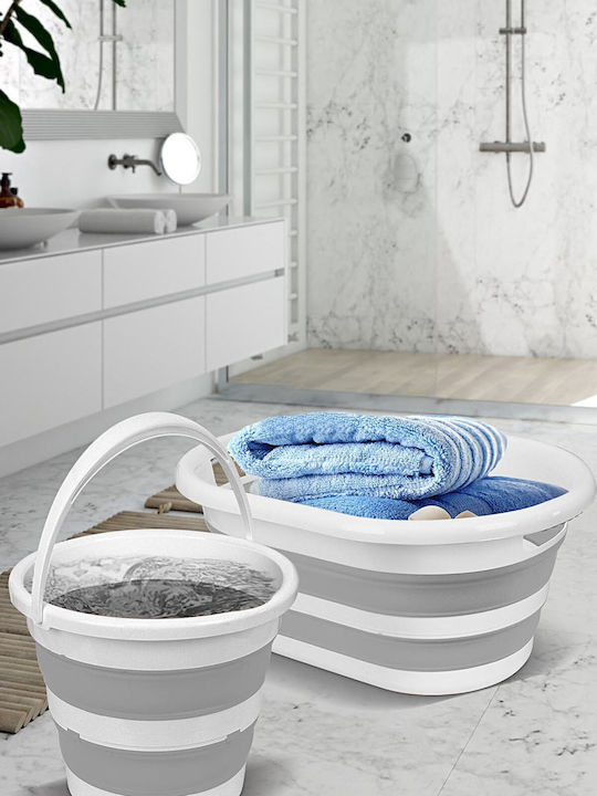 SteweHome Set Laundry Baskets Plastic Collapsible 25l 54x38.5x22.5cm Grey