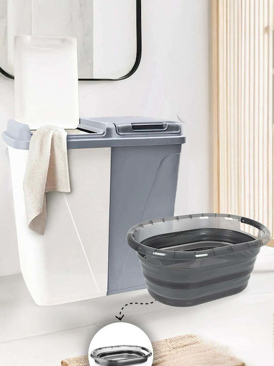 SteweHome Set Plastic Collapsible Laundry Baskets 90l Grey