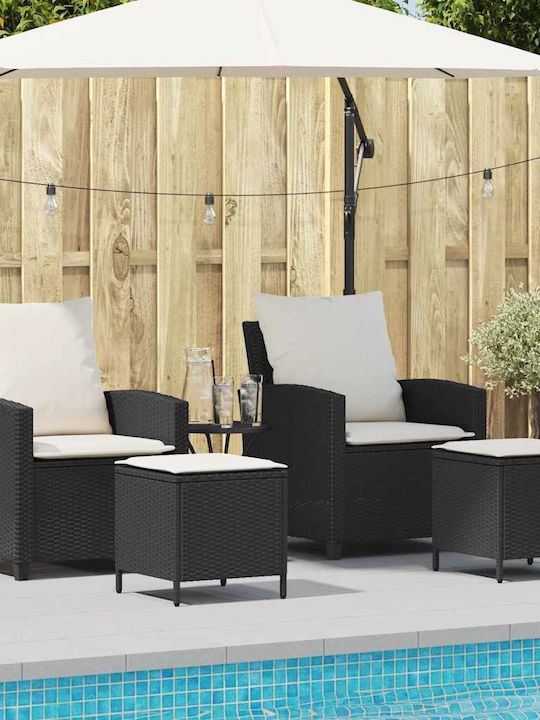 Outdoor Chair Rattan Garden Black with Cushion ...