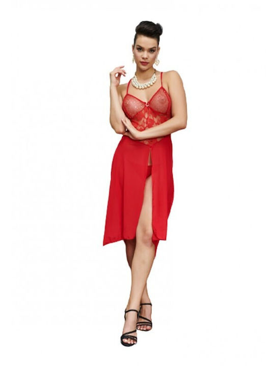 Passione Moda Passione Moda Damen Nachthemd Rote Sommer Passione Moda Passione Moda Damen Nachthemd Rote Sommer