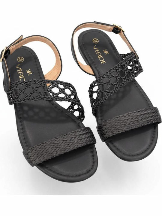 Verde Women's Flat Sandals Black