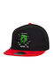 Minecraft Creeper Καπέλο Flat Snapback Μαύρο Κόκκινο 100% Βαμβακερο Unisex One Size