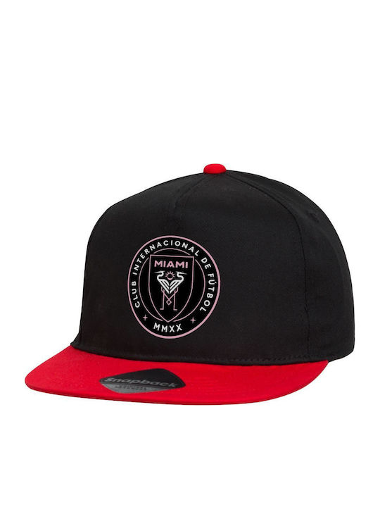 Ίντερ Μαϊάμι Inter Miami Cf Καπέλο Flat Snapback Μαύρο Κόκκινο 100% Βαμβακερο Unisex One Size
