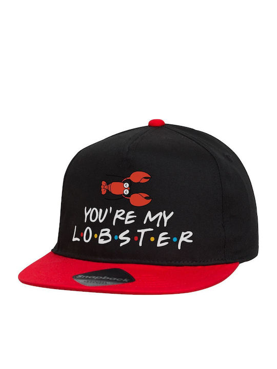 Friends You're My Lobster Καπέλο Flat Snapback Μαύρο Κόκκινο 100% Βαμβακερο Unisex One Size