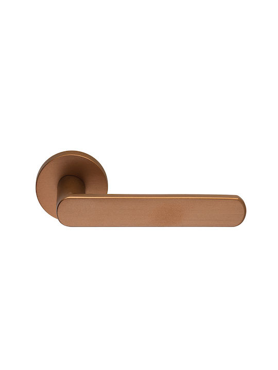 Zogometal Middle Door Lever with Rosette 2891 Pair Copper Aged