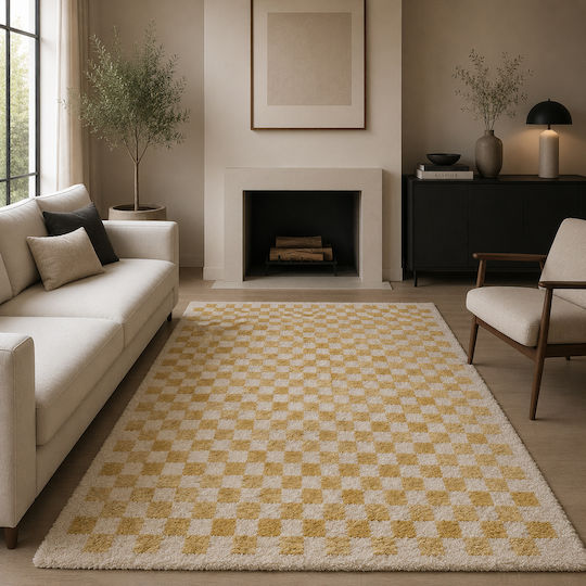 Zottelig Bonifay Wohnzimmer Teppich Rechteckig Ecru/Gelb 120x170cm