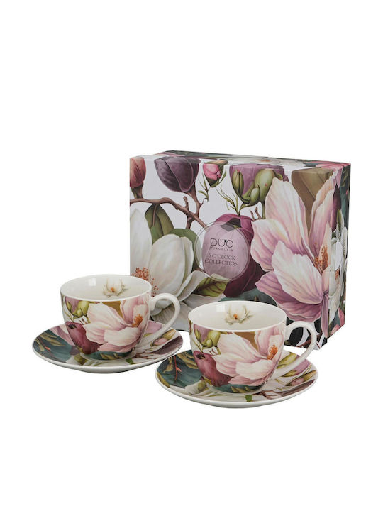 Set Of Multicolour Porcelain Coffee Cups 270ml 2 Pieces