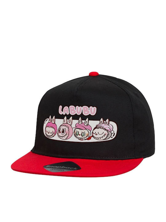 Labubu Pink Flat Snapback Cap Black Red 100% Cotton Unisex One Size