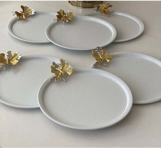 Stewehome Tavă Metalică Albă Set 6 Bucăți Accesorii Fluture Prezentare De Lux Alb 22 Cm