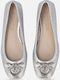 Leather Women's Ballerina Shoes in Silver Colour