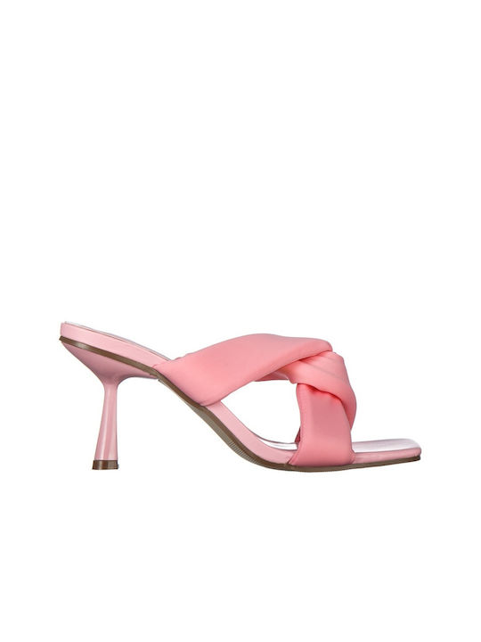 Damen Pantoletten mit Hoch Absatz in Rosa Farbe