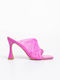Pantofi Mules De Piele Cu Toc Înalt În Culoare Fuchsia