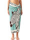 Mc2 Saint Barth Thaiti Silk Savanna Zebra Long Pareo Women Mc2 Saint Barth Ecru Black Green Tait001-09741l