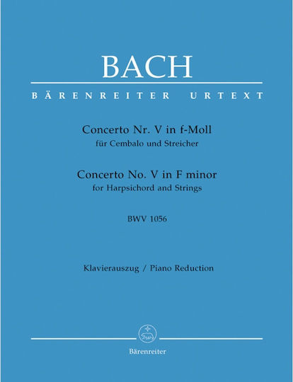 Barenreiter Johann Sebastian Bach Concerto Harpsichord Strings No 5 In F Minor Bwv 1056 Editor Breig Werner Urtext Barenreiter Johann Sebastian Bach Concerto Harpsichord Strings No 5 In F Minor Bwv 1056 Editor Breig Werner Urtext