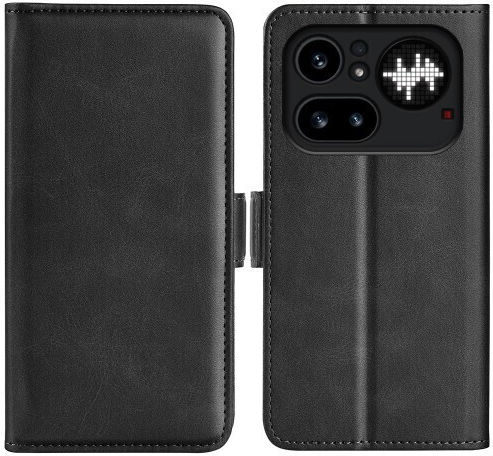 Handyhülle Seitliche Schnalle Leder Brieftasche Nichts Phone 4a Pro Schwarz