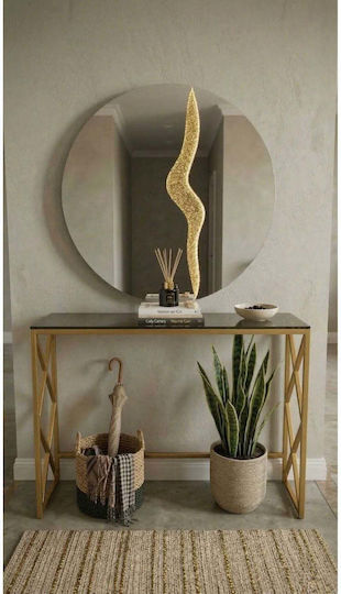 Metal Console Table with Glass Top with Mirror Gold L100xW30xH80cm