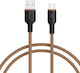 Tuniq Плетен USB 2.0 Кабел USB-C Мъжки - USB-A Кафяв 1м