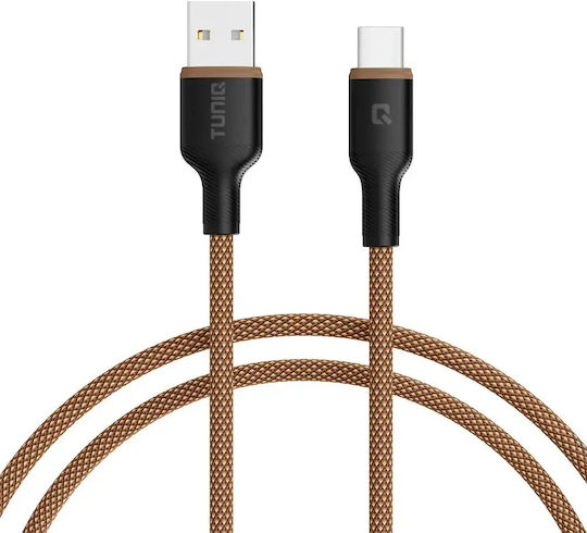Tuniq Плетен USB 2.0 Кабел USB-C Мъжки - USB-A Кафяв 1м