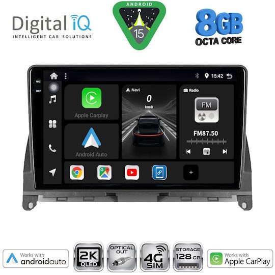 Digital IQ Ηχοσύστημα Αυτοκινήτου για Mercedes-Benz C Class 2007-2011 (Bluetooth/USB/WiFi/GPS/Apple-Carplay/Android-Auto) με Οθόνη Αφής 9"