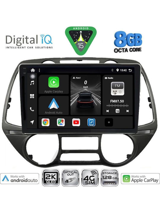 Digital IQ Car Audio System for Hyundai i20 2008-2014 Bluetooth USB WiFi GPS Apple CarPlay Android Auto with 9" Touch Screen