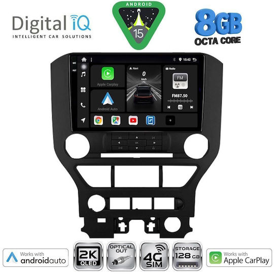 Digital IQ Car Audio System for Ford Mustang 2015-2020 (Bluetooth/USB/WiFi/GPS/Apple CarPlay/Android Auto) with 9" Touch Screen